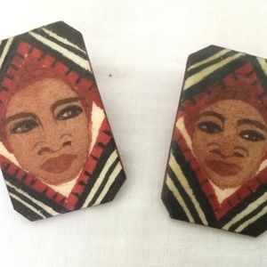 Figural ,hand painted papermache  earrings